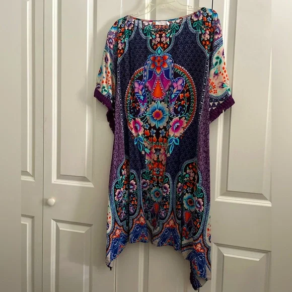 Johnny Was Saba Tunic Swimsuit Cover/Bathing Suit Cover Up Size L - Picture 2 of 11